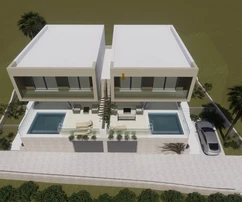 Vodice - bliźniak z basenem i garażem, widok na morze