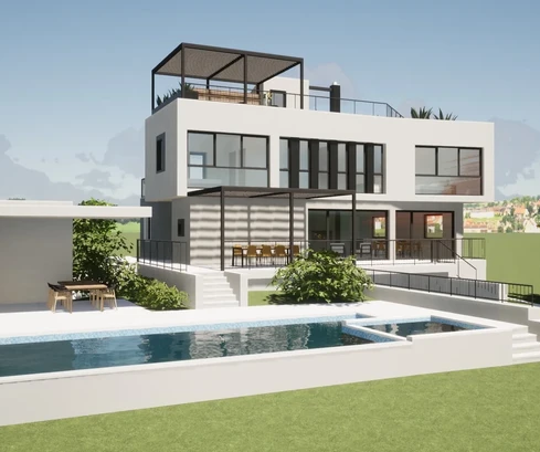 Kaštelir, Isztria – Luxus villa tengerre néző kilátással és medencével