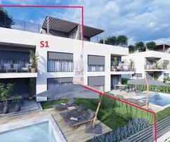 Vodice - ikerház S1 medencével és tetőterasszal