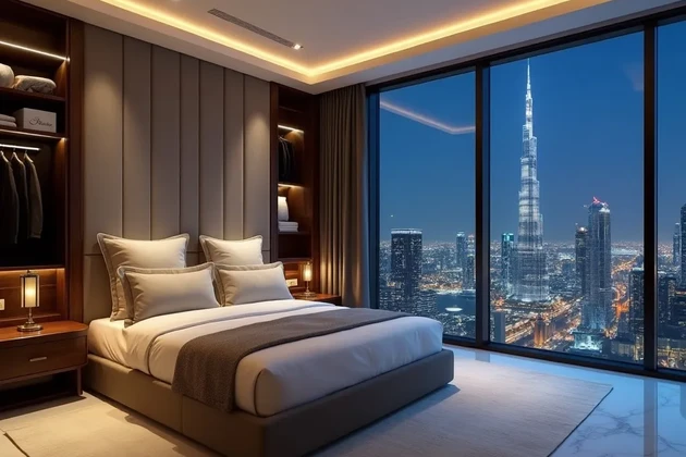 Appartamento moderno con vista sul Burj Khalifa
