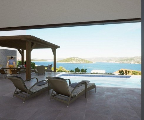 Villa an der Rogoznica-Riviera mit beheiztem Pool und Meerblick