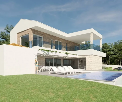 Istria, Kaštelir: Villa in pietra di design con terrazze