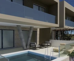 Vodice - dvojdom s bazénom a garážou, výhľad na more