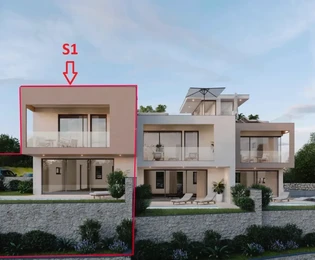 Vodice - S1 řadový dům, bazén, výhled na moře - NOVOSTAVBA