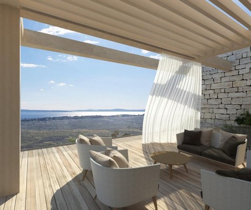 Lussuosa villa divisa con doppie piscine e vista mare