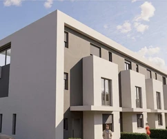 Umag, Zambratija : Maison mitoyenne moderne avec vue dégagée sur la mer, à 300 m du littoral