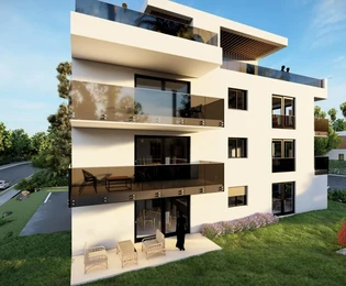 Zadar, Sukošan, moderan dvosoban stan s krovnom terasom i pogledom na more