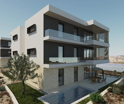 Zadar, Vinjerac, két hálószobás C2-es lakás medencével és kerttel, földszint