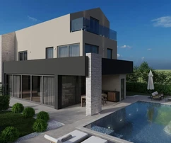 Villa moderna en venta en Poreč con vistas al mar en Croacia