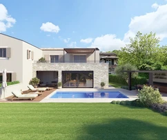 Tinjan, Istrie : Villa en pierre avec piscine et vue