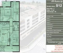 Trogir, háromszobás, 93,6 m²-es lakás a második emeleten, tengerre néző kilátással