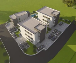 Istrie, Medulin, prostorný byt se 4 ložnicemi, parkování, výtah, výhled na moře