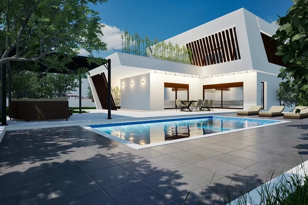 Vodice - Villa moderna con piscina en una zona tranquila