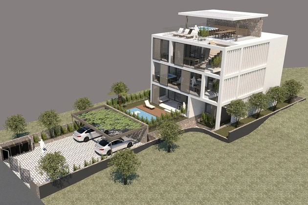 Primošten, NOVOSTAVBA, byt v přízemí s bazénem a výhledem na moře, 109,95 m²