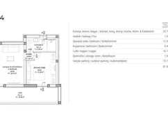 Moderner und luxuriöser Apartment, 63m2, (2 Zimmer), 1 Parkplatz