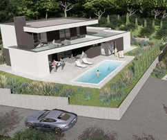 Istria, zona di Umago, villa di lusso con piscina e vista panoramica sul mare