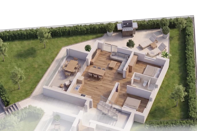 Rogoznica, modern two-bedroom apartment with garden and sea view