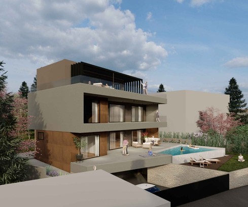 Villa de luxe moderne avec terrasses panoramiques, espace bien-être et piscine