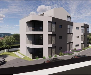 Istria, Rovinj, luxury apartment in a new building with two bedrooms and a garden, 300 meters from the beach