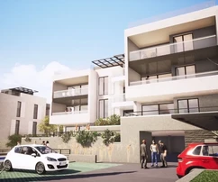 Trogir, Saldun, 2-Zimmer-Wohnung 75m2 + Garten 48m2, neu gebaut, Meerblick