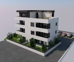 Trogir, 1 hálószobás apartman 43 m2, földszint + kert 68 m2, + fedett parkoló 36 m2
