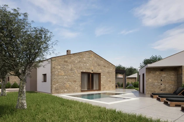 Istria, oblasť Barban - Moderný kamenný dom s bazénom