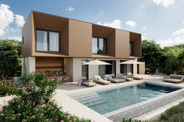 Isztria, Diminići: Modern tengerre néző villa végtelenített medencével