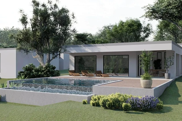 Istria, Labin, moderna casa al piano terra con piscina, nuova costruzione