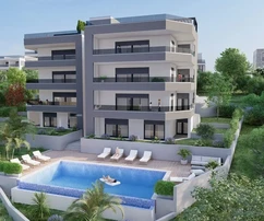 Split, Slatine, pohodlný dvoupokojový apartmán 113 m2, výhled na moře