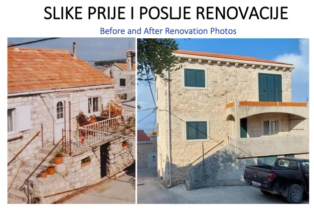 Brač, Sutivan, stary kamienny dom w centrum miasta, 40 m od morza