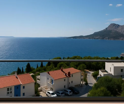 Omiš Riviera, Zweizimmerwohnung mit Panoramablick auf das Meer, 63,15 m²