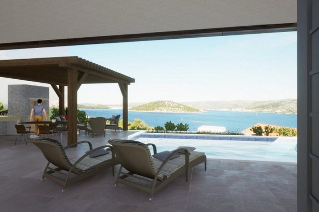 Villa an der Rogoznica-Riviera mit beheiztem Pool und Meerblick