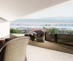 Modern, kétlakásos családi ház medencével és lenyűgöző panorámával eladó Horvátországban