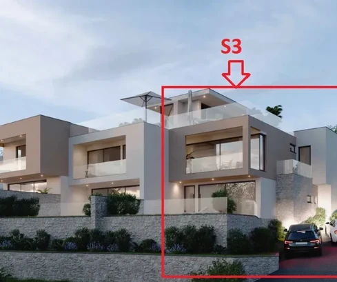 Vodice - dům S3 s bazénem, střešní terasa s výhledem na moře