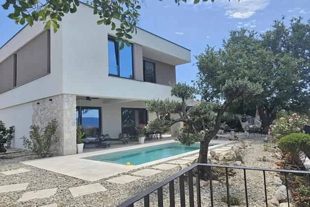 Krk, Linardici, Luxusvilla mit Schwimmbad und Sauna, Neubau, 200 m², 450 m² Grundstück