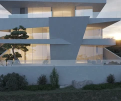 Labin, dintorni, esclusiva villa di design con vista panoramica sulle isole e piscina sul tetto