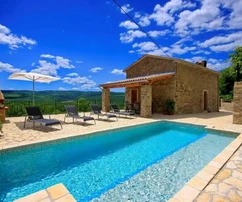 Maison en pierre avec piscine et vue panoramique, Istrie, Oprtalj