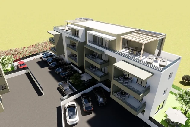 Trogir, penthouse 48 m2 + 54 m2 terrace, 3rd floor, new building, sea view