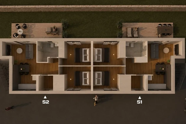 Tengerre néző apartman 60 m-re a tengertől, 75 m², 1 szoba, Mandre, Pag