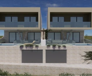 Vodice - bliźniak z basenem i garażem, widok na morze