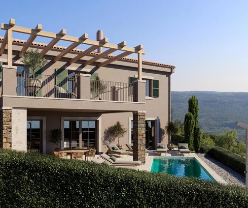 Moderne Villa mit Panoramablick auf Grožnjan zu verkaufen in Kroatien