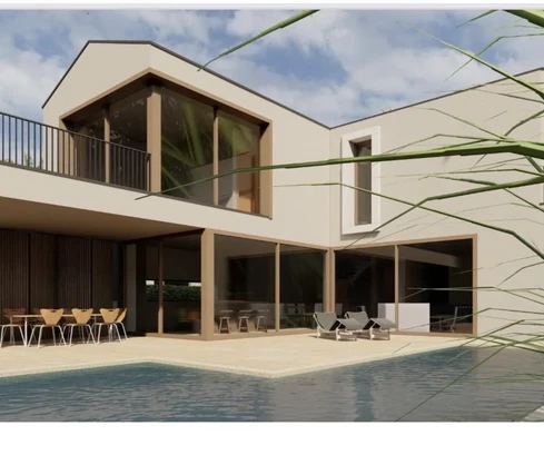 Istrie, Vabriga: Moderní vila s výhledem na moře a bazénem