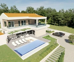 Istria, Kaštelir: Dizajnérska kamenná vila s terasami
