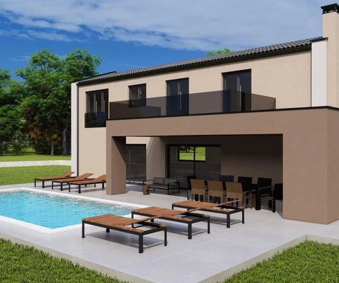 Modern villa eladó természetközeli környezetben Tinjan közelében Horvátországban