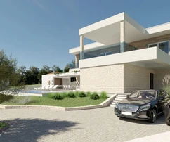 Istrie, Kaštelir : Villa en pierre design avec terrasses