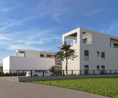 Isztria, Poreč, modern két szobás lakás 85 m² nettó hasznos alapterülettel a földszinten