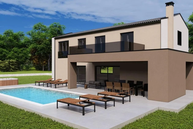 Modern villa eladó természetközeli környezetben Tinjan közelében Horvátországban