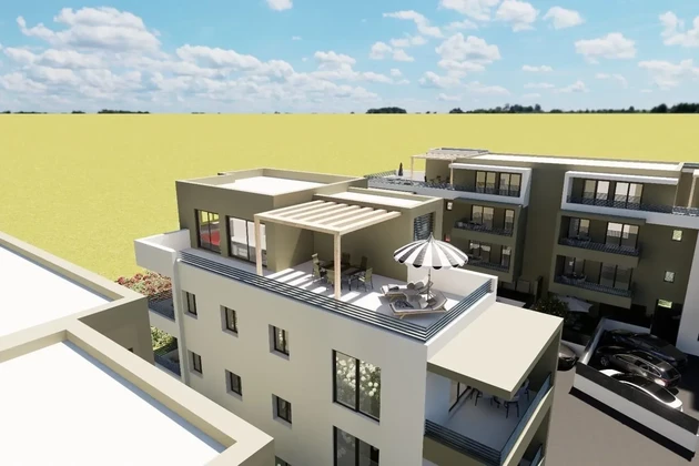 Trogir, 2-bedroom apartment 53 m2, new building, 1st floor, view,