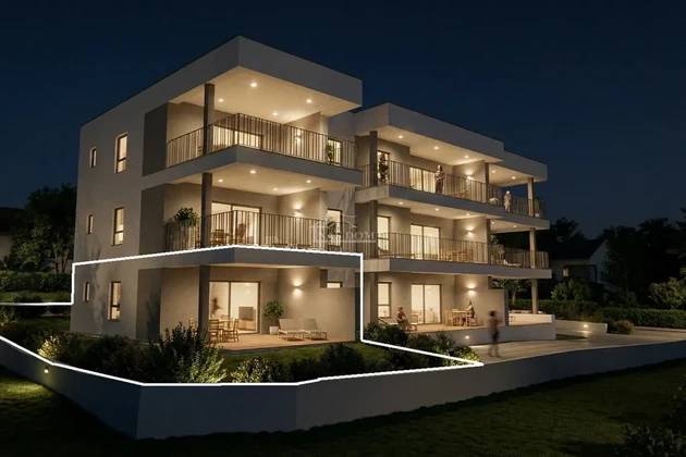 Vodice - Gelegenheit! Erdgeschoss 1-Zimmer-Wohnung mit 200 m² Garten, Neubau