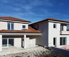 Matulji, Mučići, neu gebautes Doppelhaus im Rohbau, Vierzimmerwohnung 212 m², Garage